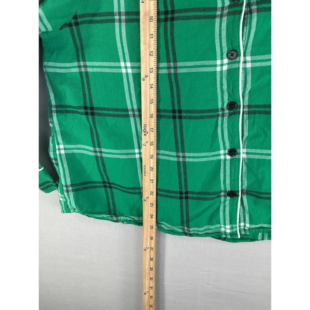 Wondershop Green Plaid Pajama Top Button Front Women's 1X Cotton